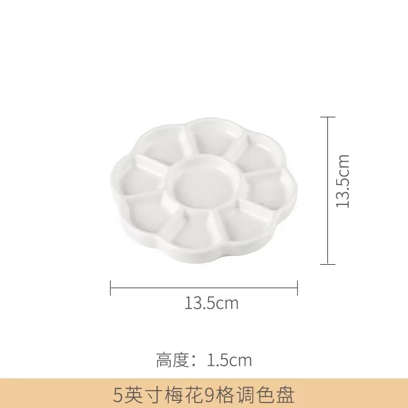 Jingdezhen Ceramic Palette Plum Blossom Pigment Gouache Watercolor Painting and Calligraphy Art Supplies