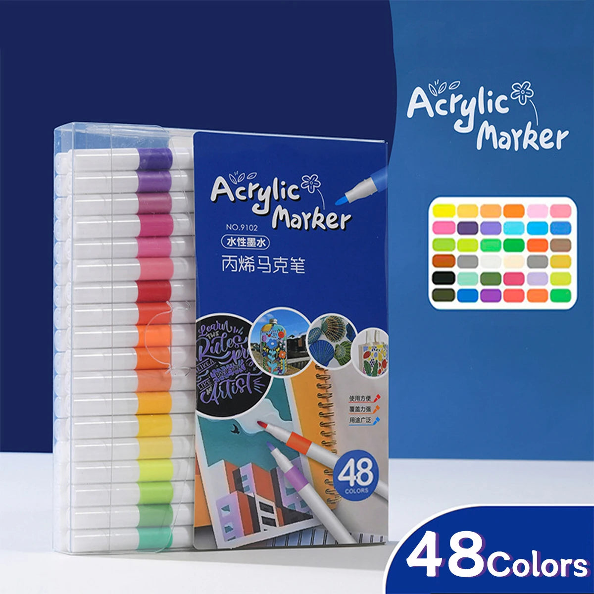 Acrylic Marker 12-80 Colors Pen Set for Draw Sketching Paint Art Markers Graffiti Stone Ceramic Glass Wood DIY Crafts Supplies