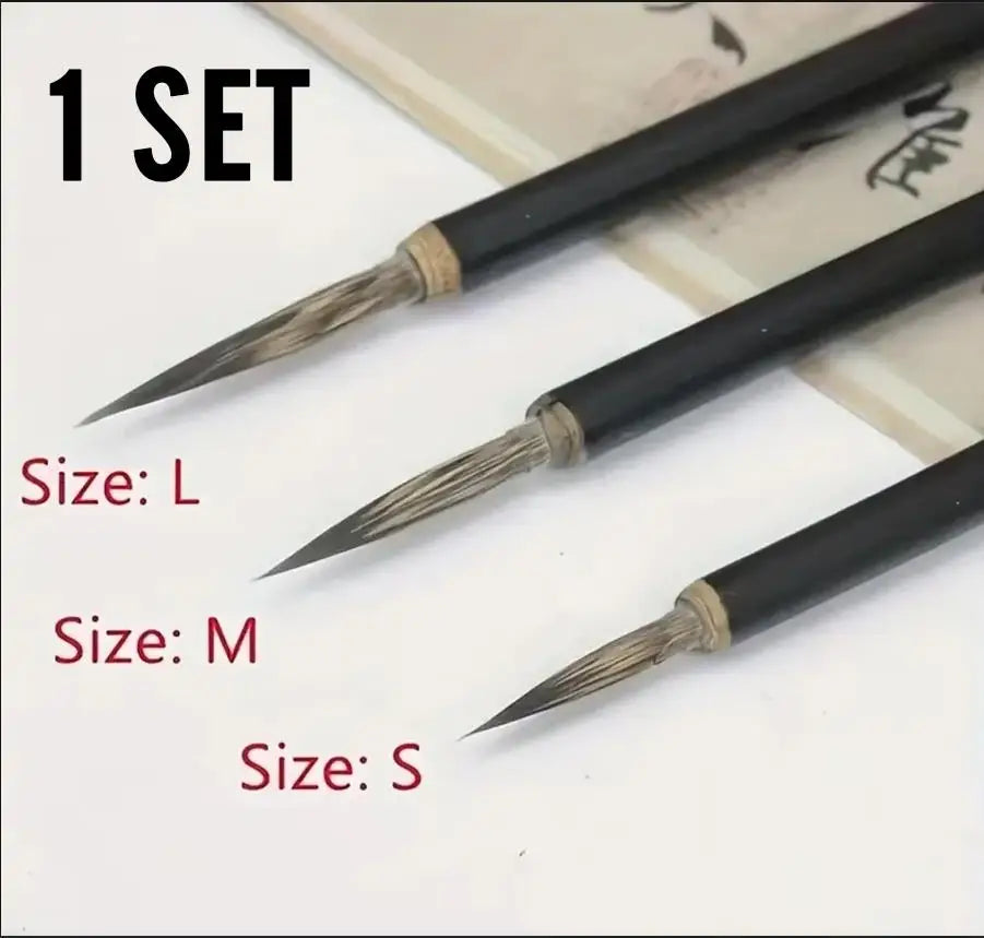 Chinese Calligraphy Brush Set Weasel/Mouse/Stone Badger Hair Fine Hook Line Paint Brushes Ceramic Handle Art Supplies Painting