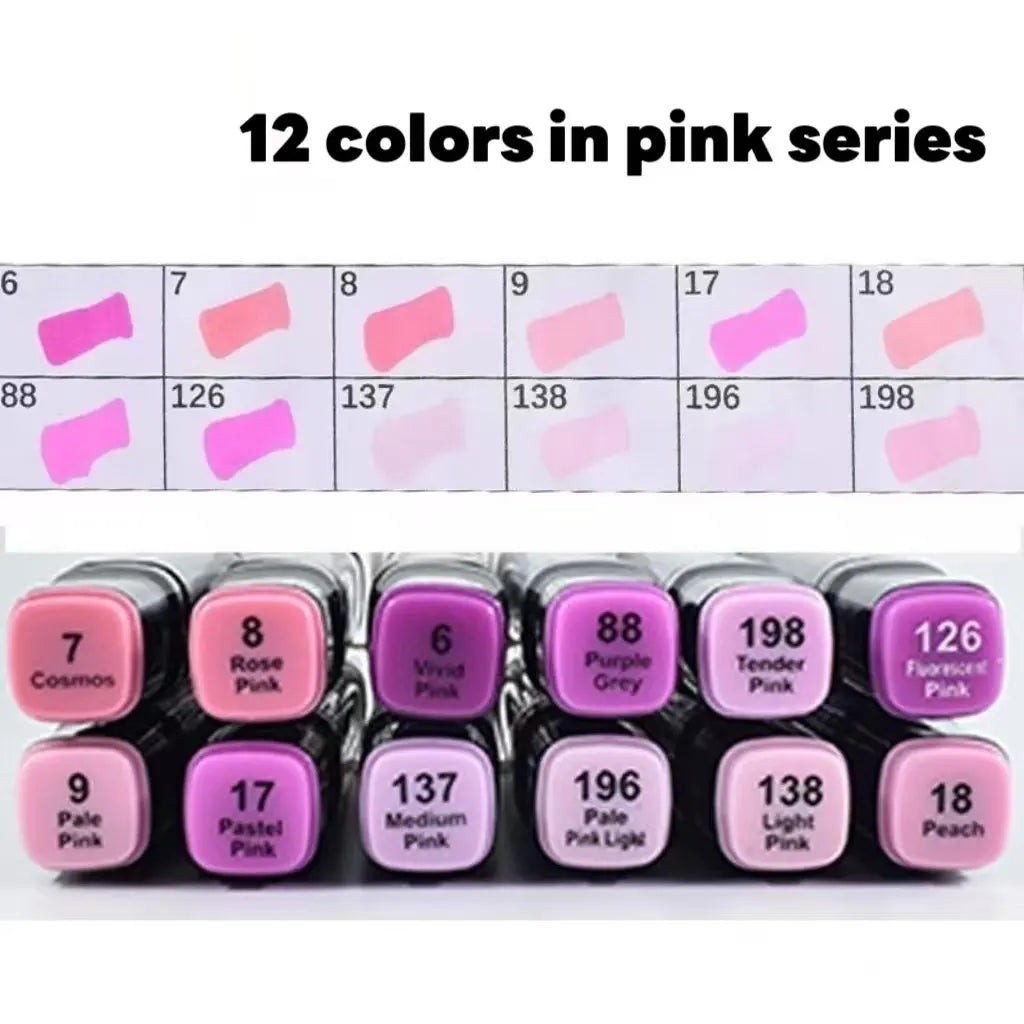 12 Colors Alcohol Based Markers Set Dual Tip Sketching Drawing Markers Animation for Adults Kids Painting School Supplies