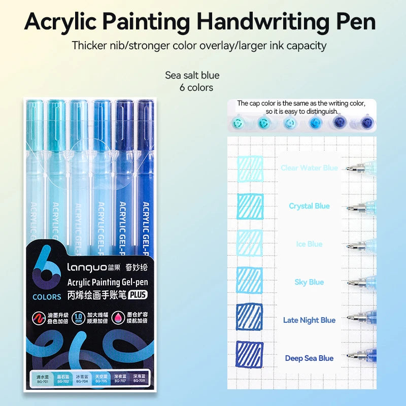 Languo 90 Colors Painting Acrylic Gel Pens Large Capacity Ink Pen for Drawing Diary Diy Coloring Doodling Painting Art Supplies