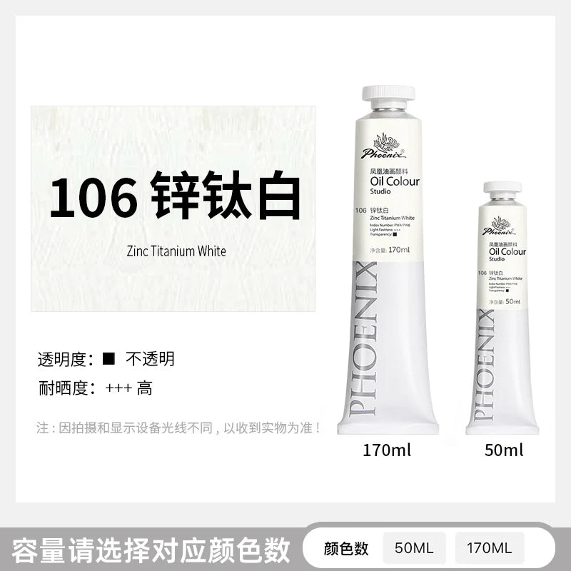 170ml LargeTubes Oil Paint Non-Toxic Excellent Tinting Strength, Mixable for Canvas Painting Artist Beginners DIY Art Supplies