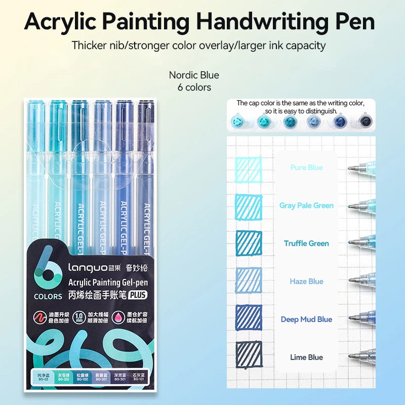Languo 90 Colors Painting Acrylic Gel Pens Large Capacity Ink Pen for Drawing Diary Diy Coloring Doodling Painting Art Supplies