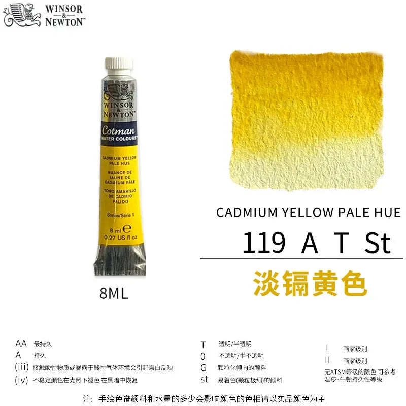 Winsor & Newton Cotman Watercolor Paint, 8ml Single Tube Art Supplies Aquarela Good Transparency, for Art Students, Artist