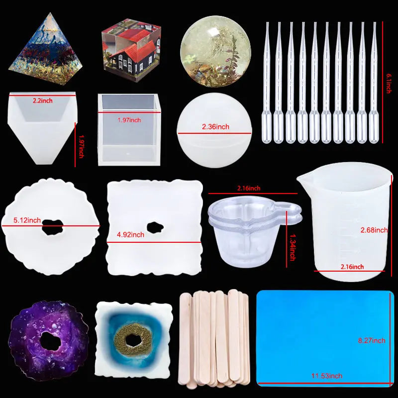 Silicone Resin Molds Kit Epoxy Resin Casting Molds Set Keychain Silicone Moule For Earring Jewelry Making DIY Craft Art Supplies