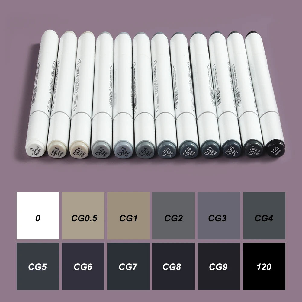 THOTUNE 12 Colors Warm Grey Cool Grey Color Dual Head Marker Pen Alcohol Sketch Markers for School Art Design Marker Supplies