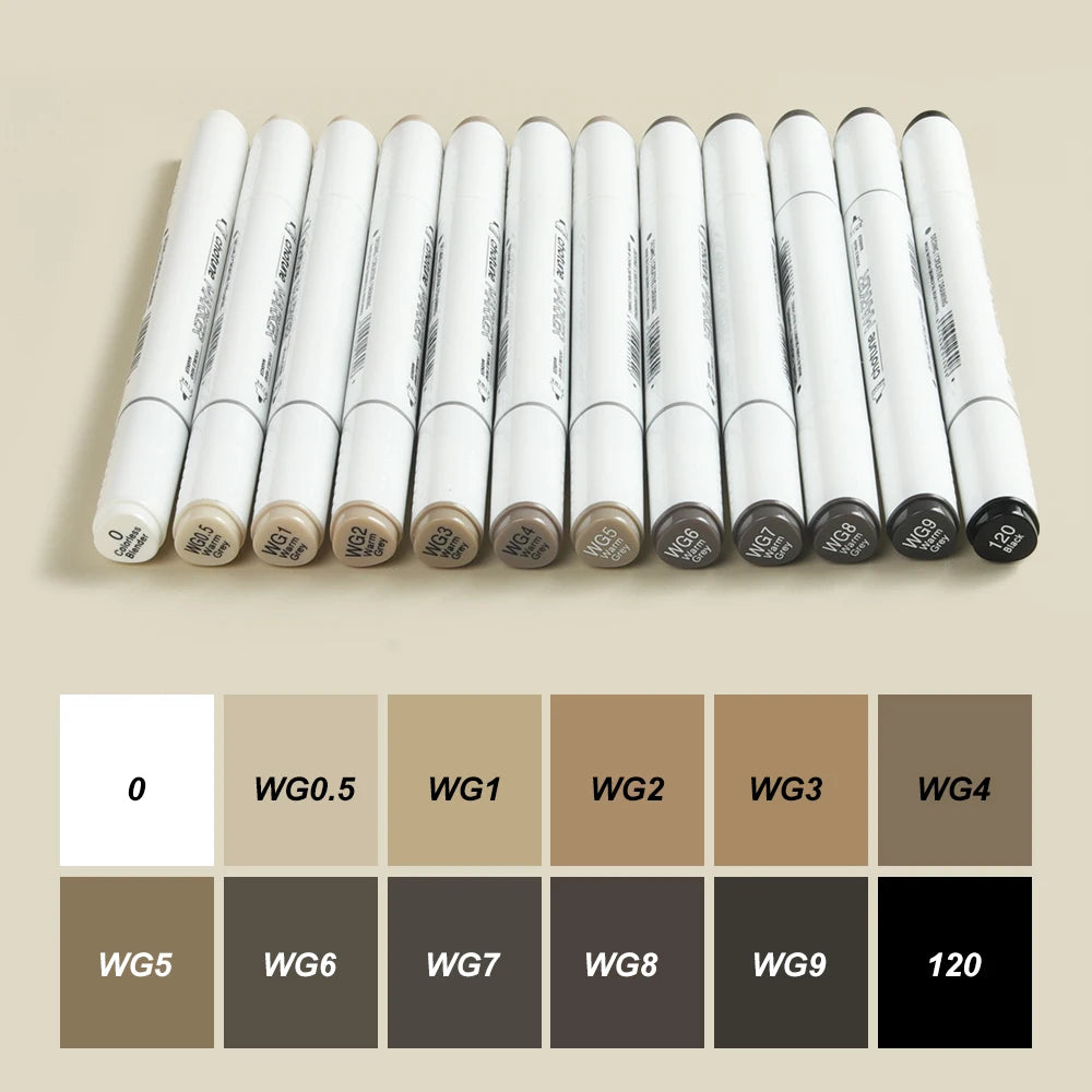 THOTUNE 12 Colors Warm Grey Cool Grey Color Dual Head Marker Pen Alcohol Sketch Markers for School Art Design Marker Supplies