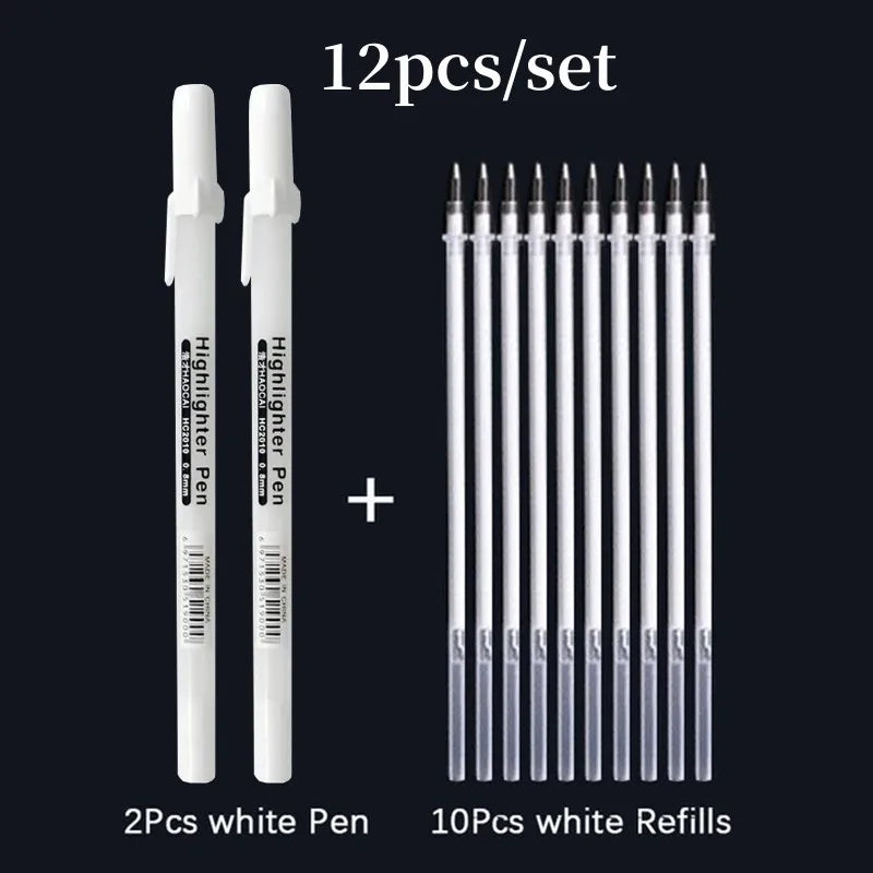 12pcs/set 0.8mm Paint Marker Permanent Marker Graffiti Metalic Marker Pens Gold Silver White Pen Writting Drawing Art Supplies