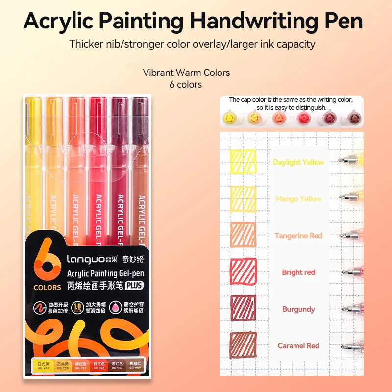 Languo 90 Colors Painting Acrylic Gel Pens Large Capacity Ink Pen for Drawing Diary Diy Coloring Doodling Painting Art Supplies