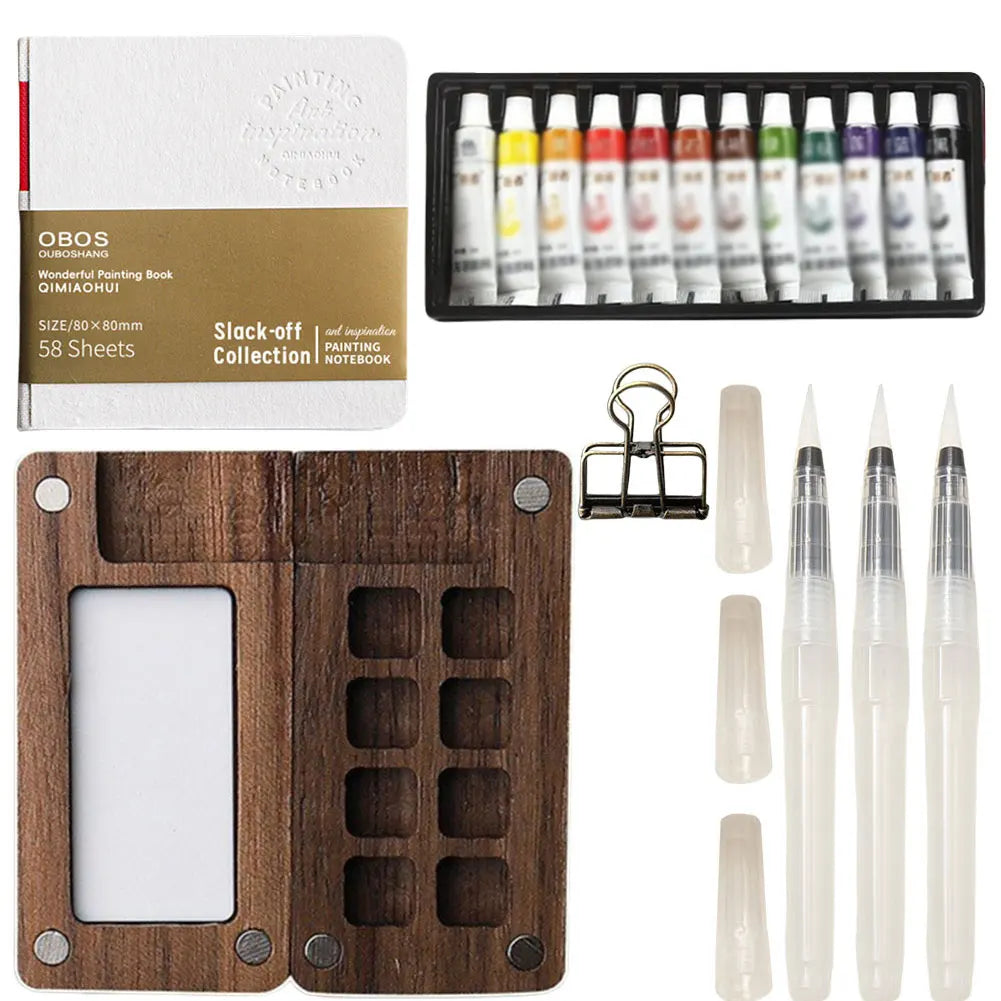 Portable 8/15-color Watercolor Paint Box Set Mini Palette Watercolor Paint Packaging for Students Travel Sketching Art Supplies