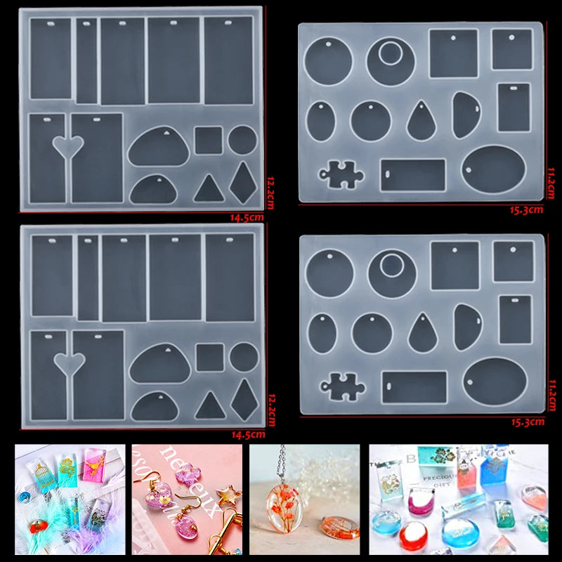 Silicone Resin Molds Kit Epoxy Resin Casting Molds Set Keychain Silicone Moule For Earring Jewelry Making DIY Craft Art Supplies