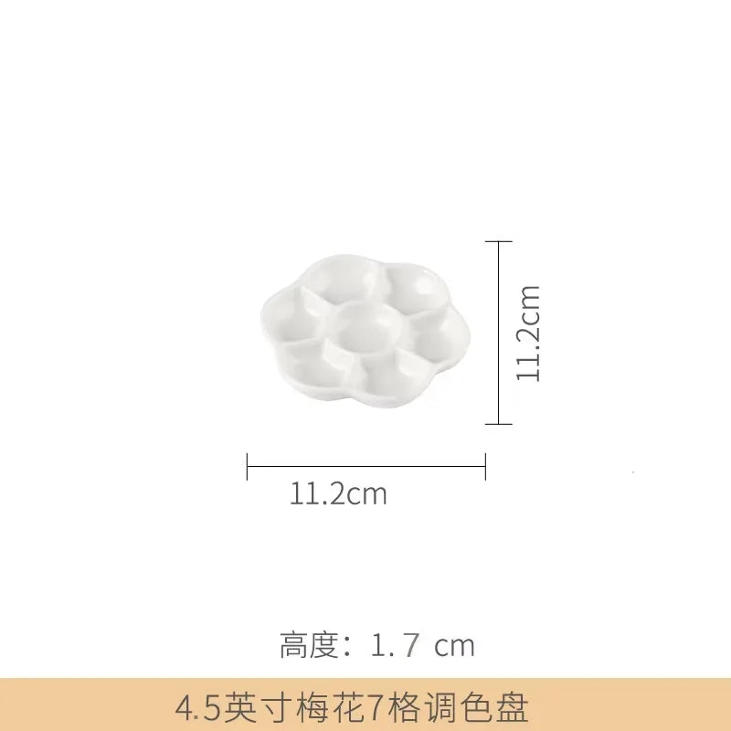 Jingdezhen Ceramic Palette Plum Blossom Pigment Gouache Watercolor Painting and Calligraphy Art Supplies