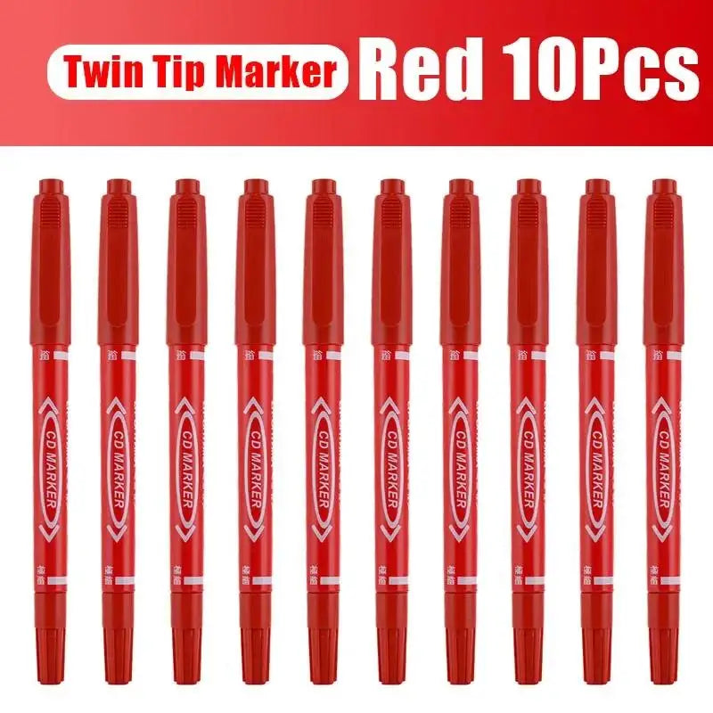 5/10 Pcs Twin Tip Permanent Marker Black/Blue/Red Oil Pen Fine Nid Ink Stationery School & Office Supplies