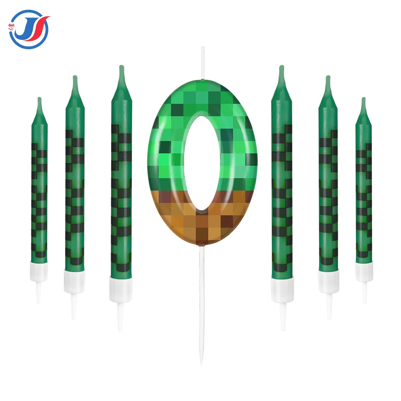 7Pcs Pixel Miner Birthday Cake Candles Topper for Pixel Theme Party Anniversary Party Video Game Party Supplies for Boys Girls