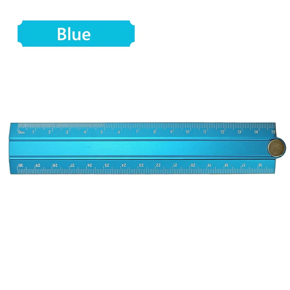 30cm Folding Ruler Drawing Measuirng Tool Aluminum Alloy Straight Ruler Multifunctional Metal Ruler School Office Supplies