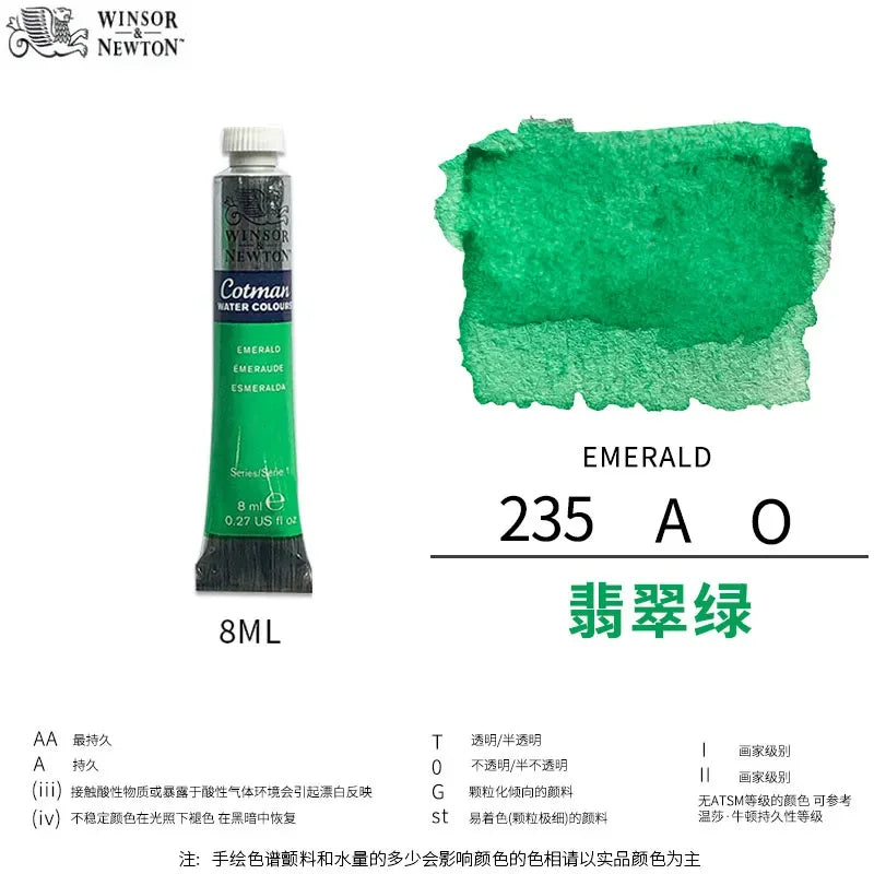 Winsor & Newton Cotman Watercolor Paint, 8ml Single Tube Art Supplies Aquarela Good Transparency, for Art Students, Artist