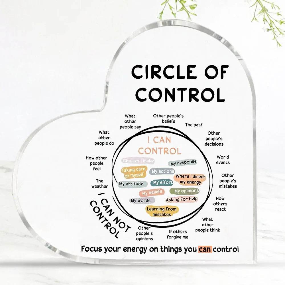 Acrylic Circle of Sign for Mental Health Awareness - Focus Energy on Controllable Factors Party Supplies, Art Craft Ornament ﻿