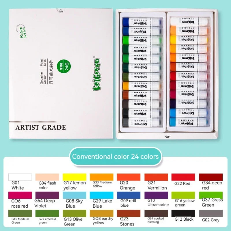 6-24 Colors Artist Soft Solid Gouache Paint Sticks/Pastels/Crayon Basic/Macaron Washable Non Toxic Graffiti Drawing Art Supplies