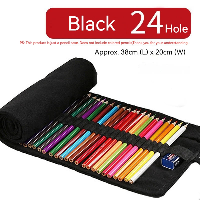 Borrence 24/36/48/72 Hole Roll Colored Art Pencil Case School Students Supplies Paint Brush Pen Bag Cute Pencil Cases Stationery