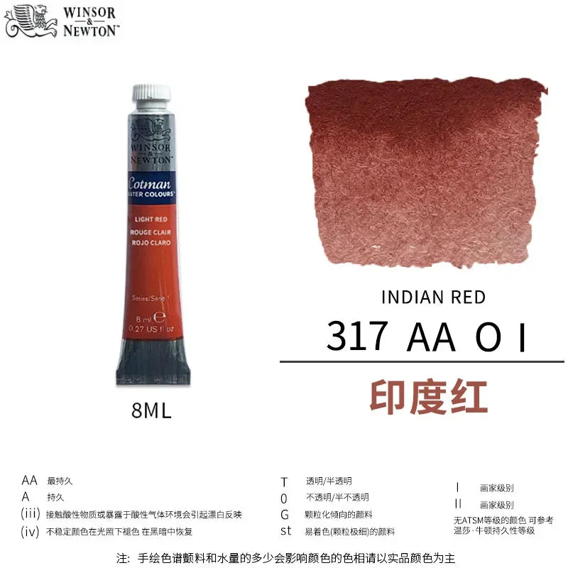 Winsor & Newton Cotman Watercolor Paint, 8ml Single Tube Art Supplies Aquarela Good Transparency, for Art Students, Artist