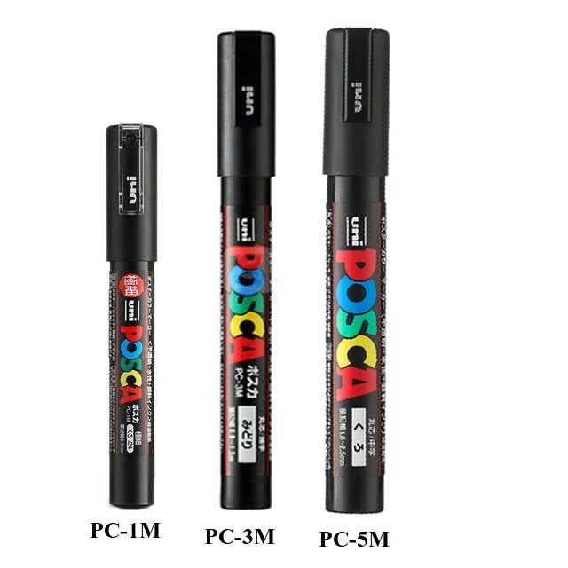 Japan Uni POSCA Marker Pen Set Acrylic Graffiti Drawing Permanent Waterproof Children's Drawing PC-3M/1M/5M Fabric Art Supplies