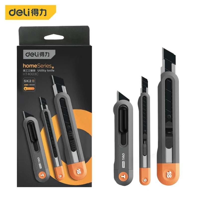 Deli 1/3 Pcs Utility Knife Set Art Knife Sets electrician Portable Tool Multifunction Unboxing Knifes for Office Home Supplies