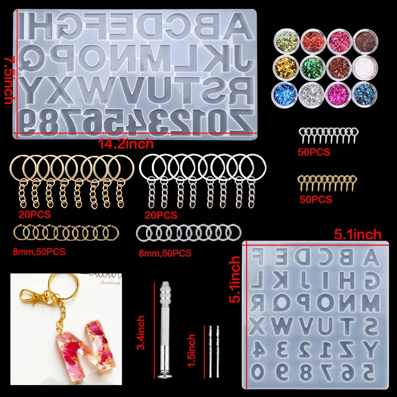 Silicone Resin Molds Kit Epoxy Resin Casting Molds Set Keychain Silicone Moule For Earring Jewelry Making DIY Craft Art Supplies