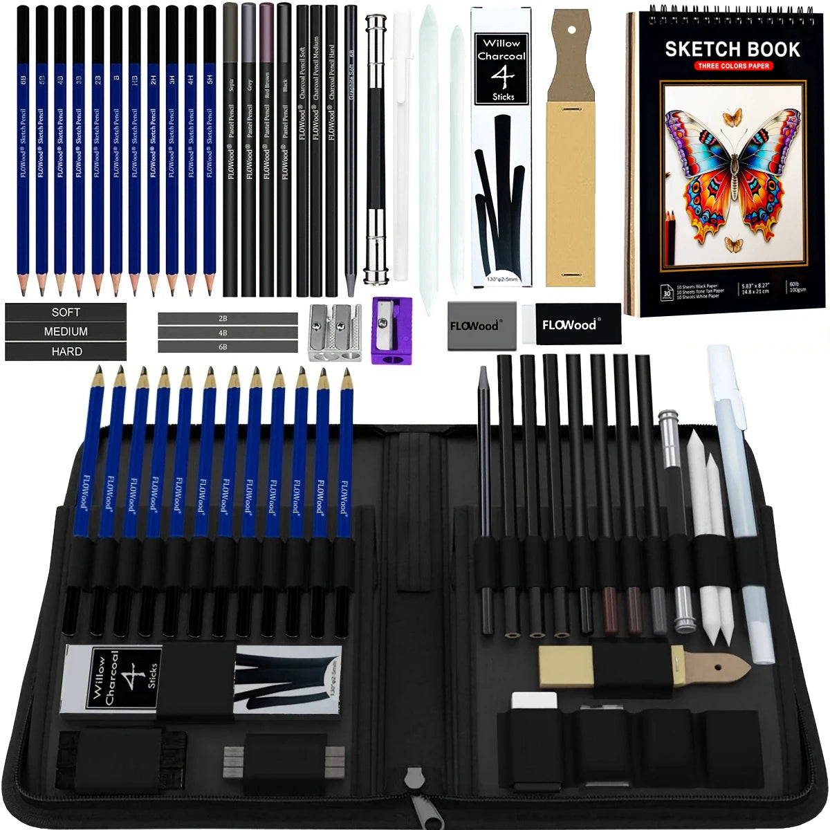 34/42/54/72/76/96 Pcs Drawing Sketching Coloring Set Drawing Pencils & Sketching Kit Art Tool Kit Professional Art Supplies Set