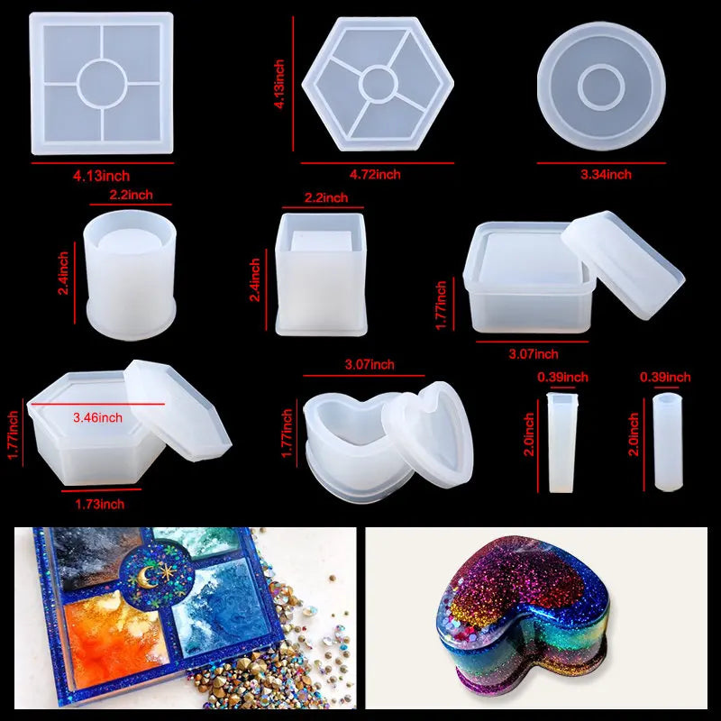 Silicone Resin Molds Kit Epoxy Resin Casting Molds Set Keychain Silicone Moule For Earring Jewelry Making DIY Craft Art Supplies