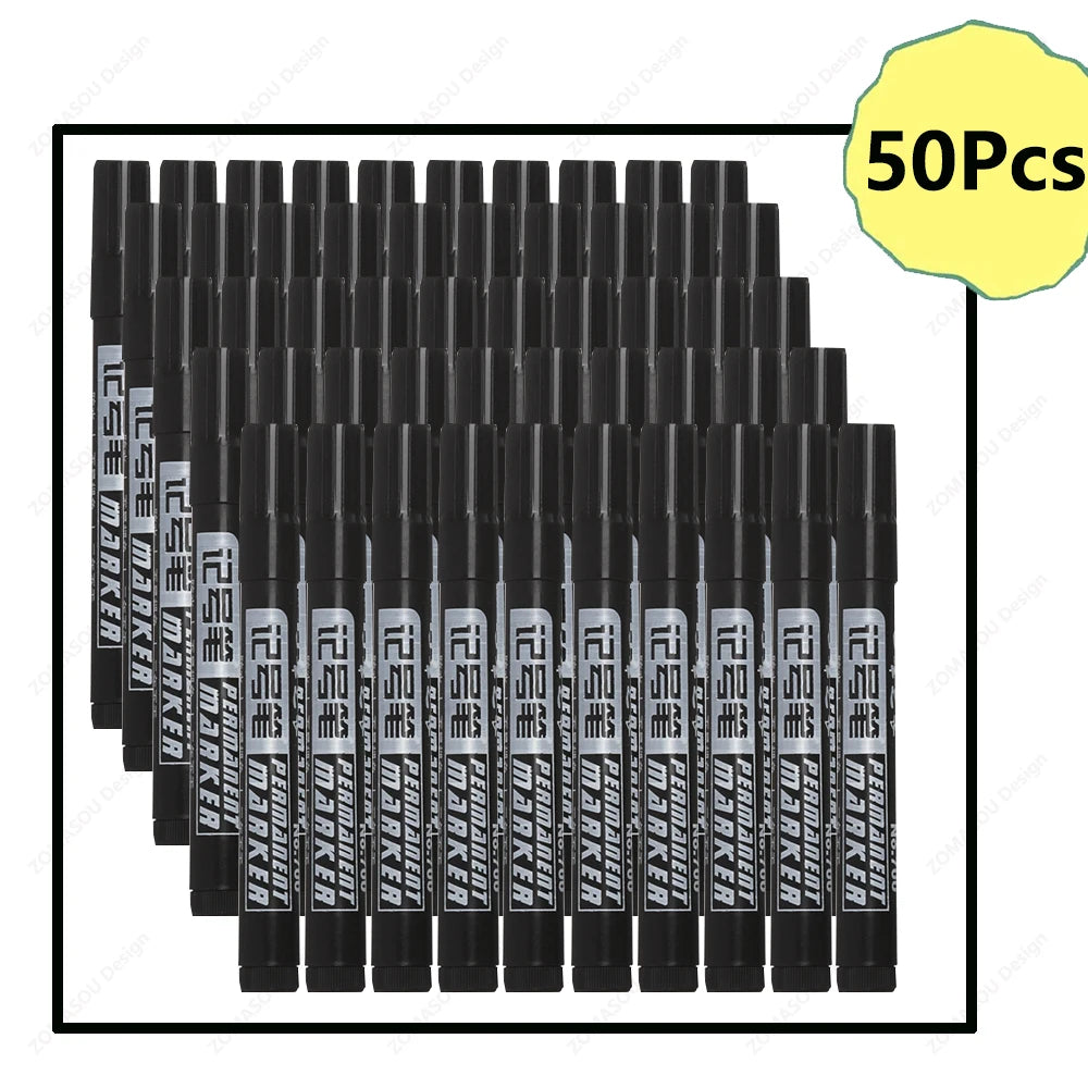 1-100Pcs Waterproof Oil-based Marker Pen Quick Dry Black Blue Red Ink Permanent for Metal Glass Stationery Art School Supply