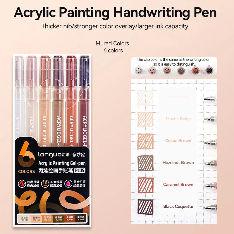 Languo 90 Colors Painting Acrylic Gel Pens Large Capacity Ink Pen for Drawing Diary Diy Coloring Doodling Painting Art Supplies