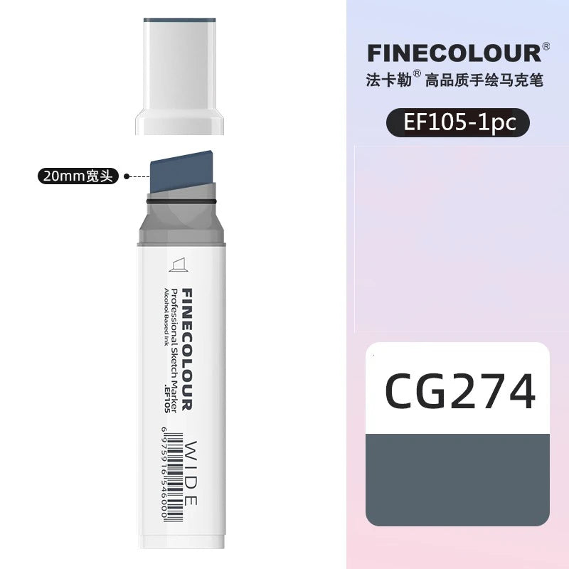 Finecolour 20mm Wide Markers Alcohol Line Sketching Art Markers Pen Drawing School Art Supplies EF105
