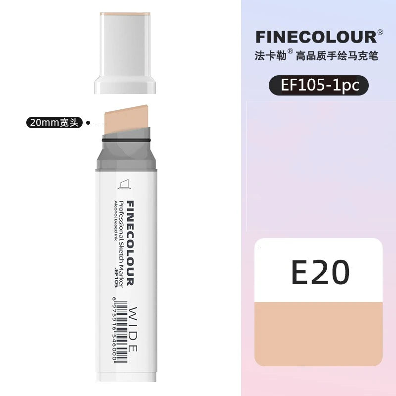 Finecolour 20mm Wide Markers Alcohol Line Sketching Art Markers Pen Drawing School Art Supplies EF105