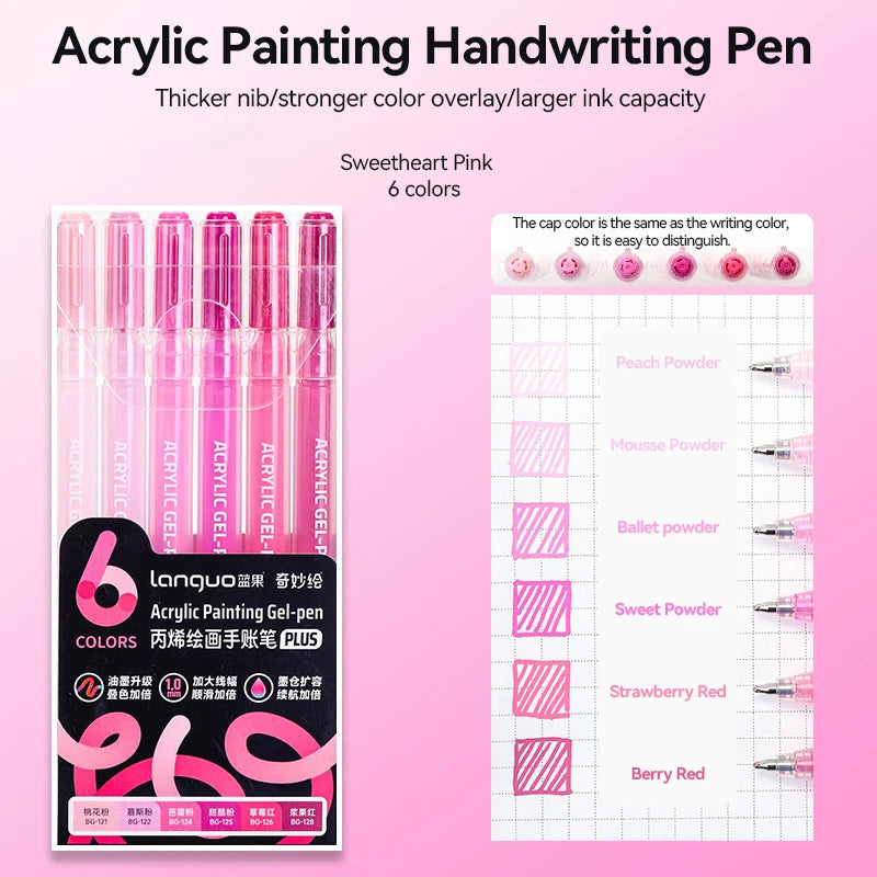 Languo 90 Colors Painting Acrylic Gel Pens Large Capacity Ink Pen for Drawing Diary Diy Coloring Doodling Painting Art Supplies