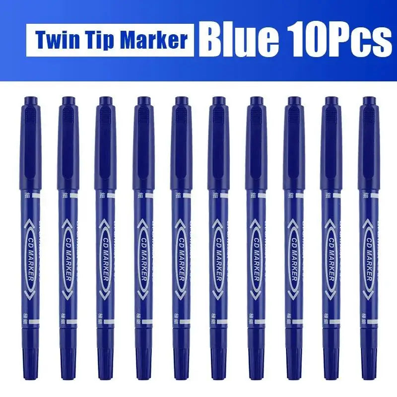 5/10 Pcs Twin Tip Permanent Marker Black/Blue/Red Oil Pen Fine Nid Ink Stationery School & Office Supplies