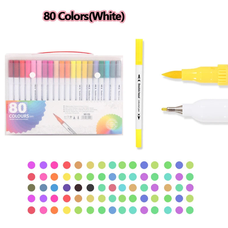 12-120 Colors Markers Set Dual Tip Brush Pen Fine Tip Painting Watercolor Art Marker Pens for Manga Art Drawing Supplies