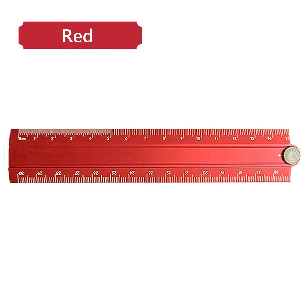 30cm Folding Ruler Drawing Measuirng Tool Aluminum Alloy Straight Ruler Multifunctional Metal Ruler School Office Supplies