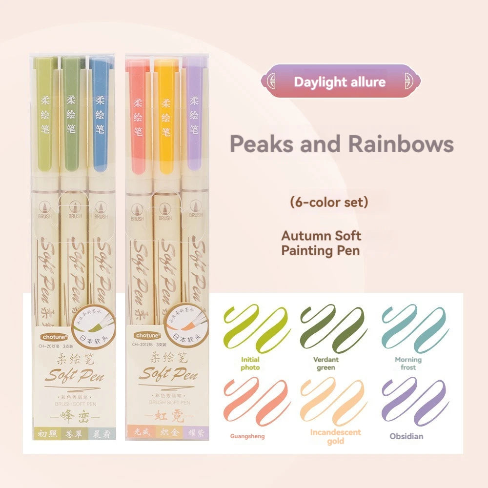 24/3 Color Vintage Watercolor Lettering Art Marker Drawing Pen Set Multicolor Soft Brush Tip Calligraphy Painting Art Supplies