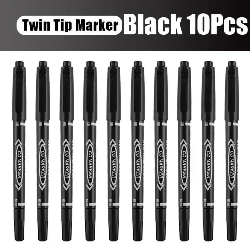 5/10 Pcs Twin Tip Permanent Marker Black/Blue/Red Oil Pen Fine Nid Ink Stationery School & Office Supplies