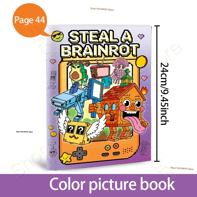 Steal A Brainrot Coloring Books Sketchbook School Colors Painting Art Supplies 67 House 9 Job Drawing Books Gifts Set Girl Toys
