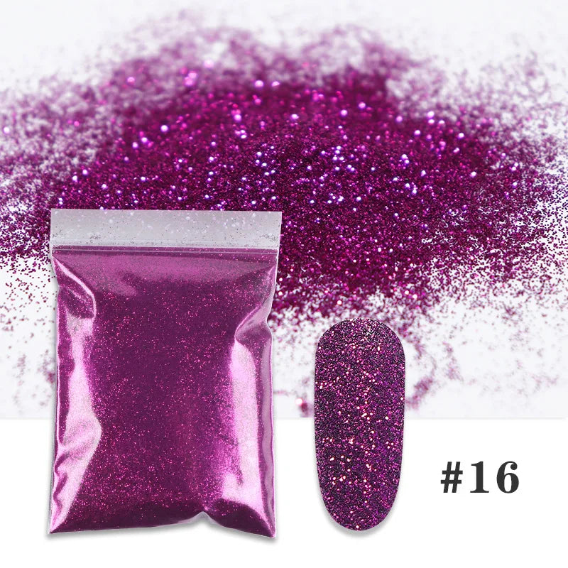 10g Colorful Nail Glitter Powder Sparkly Rose Gold Silver Sequin Chrome Pigment Dust For Nail Art Decorations DIY Supplie