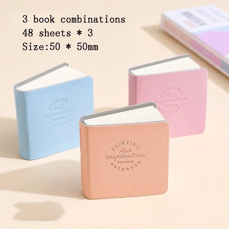 3Pcs/Pack Mini Drawing Book Square Watercolor Sketchbook Thick Paper 3 Book Painting Paper Work Relaxation Art Supplies