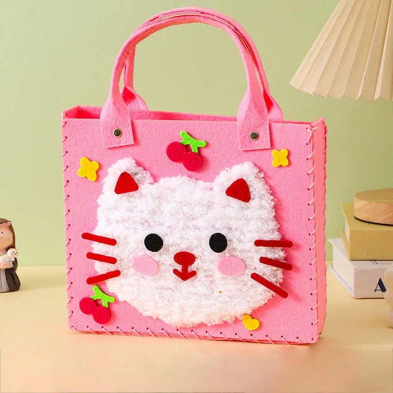 DIY Felt Animal Bag Craft Set Beginners Handmade Craft Art Toys for Kids Girl Sewing Craft Kit Making Supplies Learn To Sew