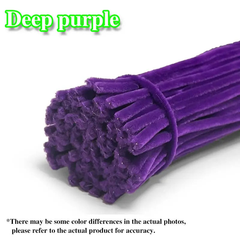 50/100Pcs Chenille Stems Colorful DIY Strips Twist Bar Anvil Wire Plush Strips Handmade Art Materials Toys DIY Craft Supplies