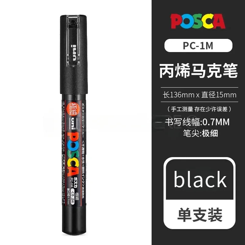 Uni Poscas Markers Single Packaged Acrylic Paint Color PC-1M PC-3M PC-5M Pen Graffiti Rock Metal Poster Painting Craft Supplies