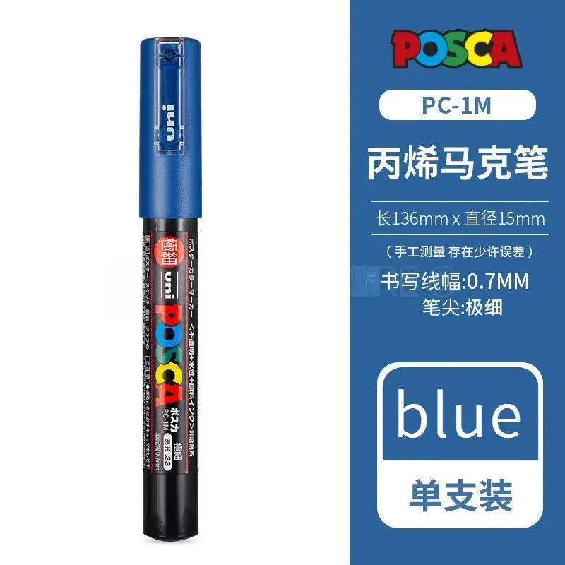 Uni Poscas Markers Single Packaged Acrylic Paint Color PC-1M PC-3M PC-5M Pen Graffiti Rock Metal Poster Painting Craft Supplies