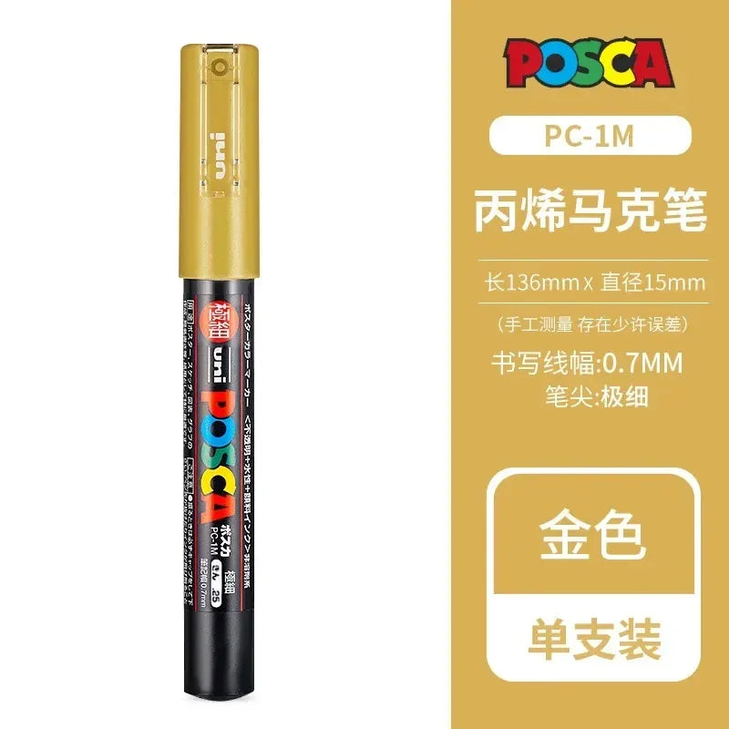 Uni Poscas Markers Single Packaged Acrylic Paint Color PC-1M PC-3M PC-5M Pen Graffiti Rock Metal Poster Painting Craft Supplies