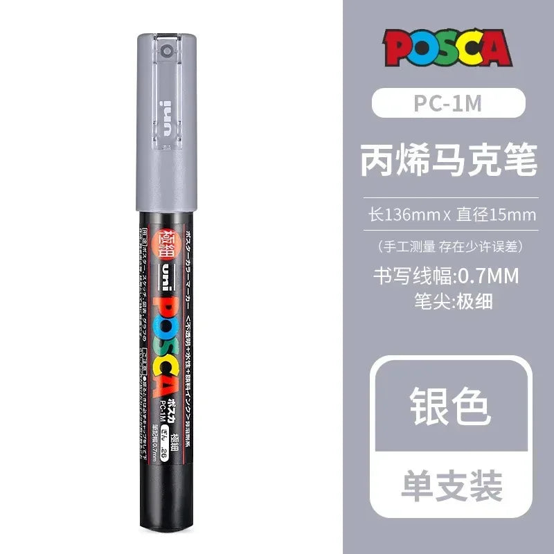 Uni Poscas Markers Single Packaged Acrylic Paint Color PC-1M PC-3M PC-5M Pen Graffiti Rock Metal Poster Painting Craft Supplies