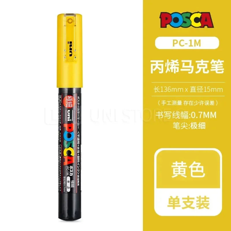 Uni Poscas Markers Single Packaged Acrylic Paint Color PC-1M PC-3M PC-5M Pen Graffiti Rock Metal Poster Painting Craft Supplies