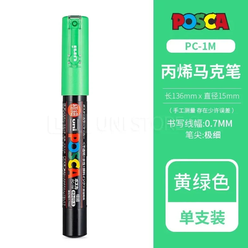 Uni Poscas Markers Single Packaged Acrylic Paint Color PC-1M PC-3M PC-5M Pen Graffiti Rock Metal Poster Painting Craft Supplies